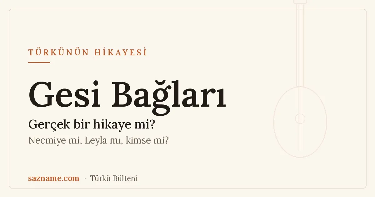 Gesi Bağları türküsünün hikayesi: Kayseri'nin Gesi bağlarını çağrıştıran, bağlama motifli kapak görseli.