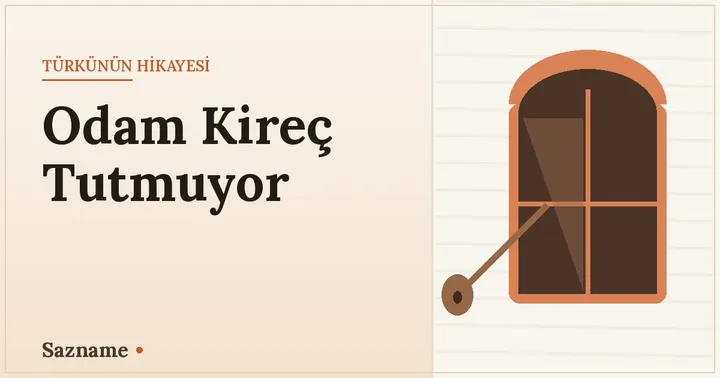 Kireç badanalı Anadolu evi, perdeli pencere ve bağlama, sıcak tonlar