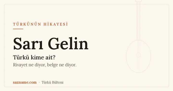 Sarı Gelin türküsünün hikayesi: Erzurum ve Kafkas coğrafyasını çağrıştıran, bağlama motifli kapak görseli.
